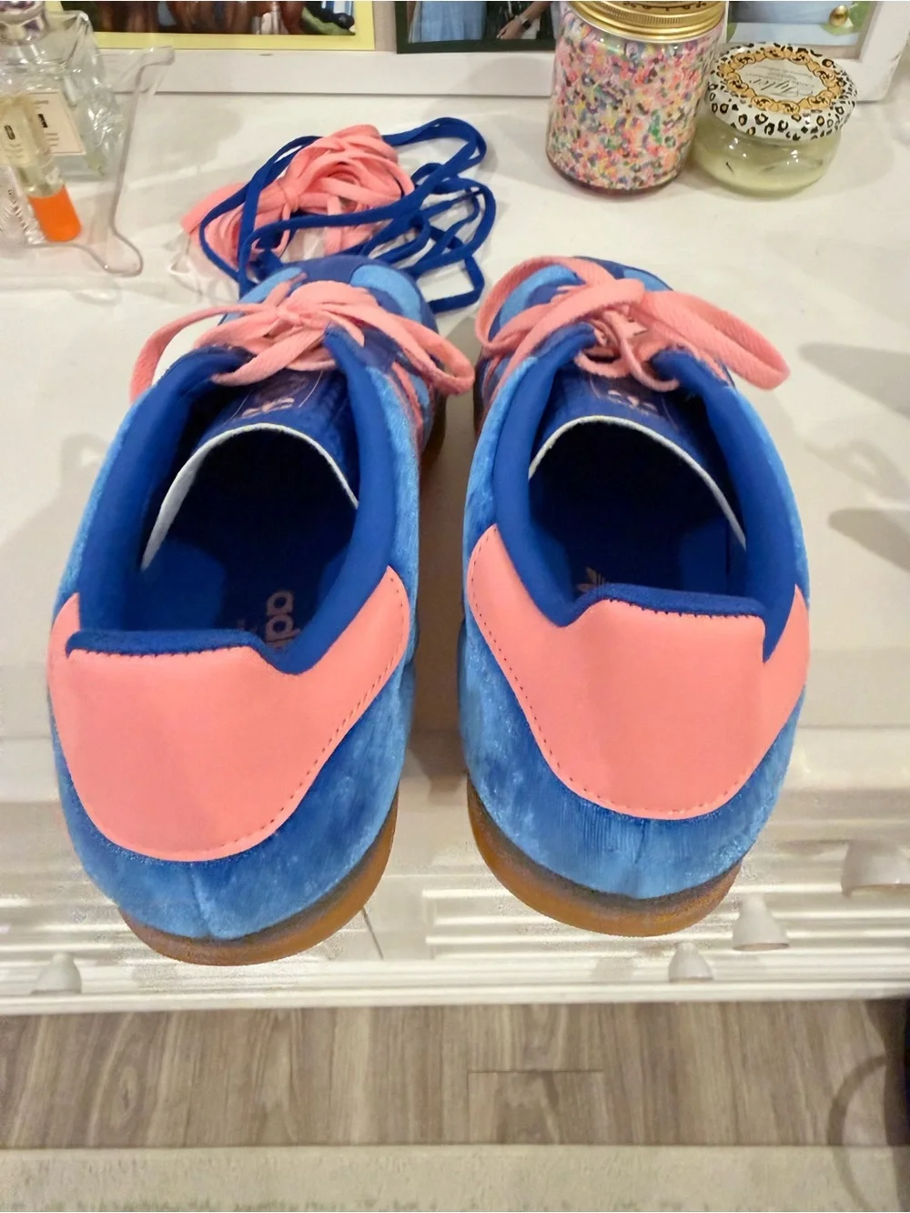 adidas Gazelle Blue and light Pink Suede Sneakers